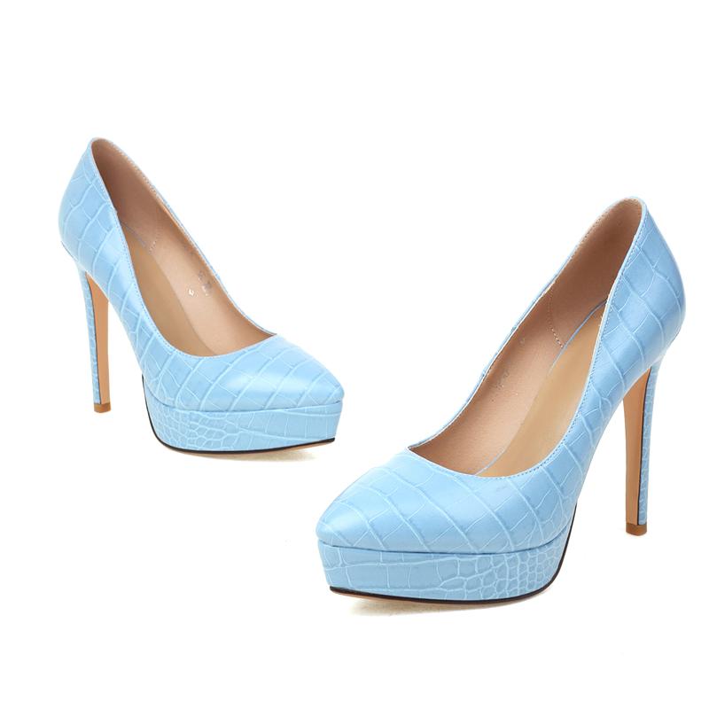 Platforma Damskie Wysokie Obcasy Czółenka Buty Eleganckie Czarne Złoto Srebro Zielony Obcasy Dance Party Ślub Biuro Buty Damskie