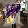 1Pc 2D FLAT Baroque Gold Blue Print Flannel Blanket,High quality Comfortable for All Seasons,Home Decor,Warmth and Comfort,Perfect for Christmas Gifts