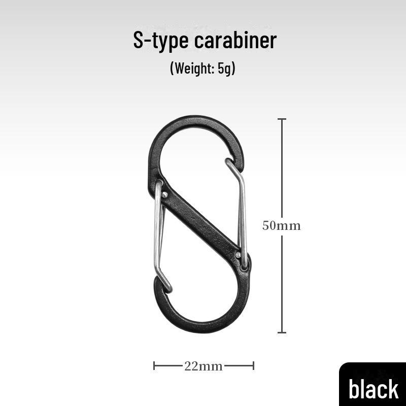 

S-образный Нет. 5 алюминиевых быстроразъемных крючков для альпинизма на открытом воздухе и 8-образный соединительный брелок для рюкзаков чёрный