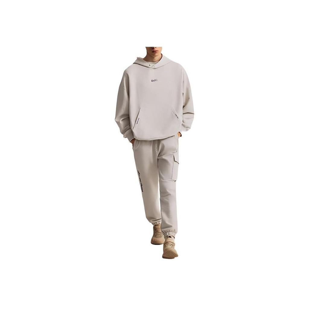 Li-Ning Basketball Series Wade Christmas Edition Hooded Long Sleeve Loose Fleece-Lined Sweatshirt Men Tops Floral-Grey Tile-Grey AWDU651-4