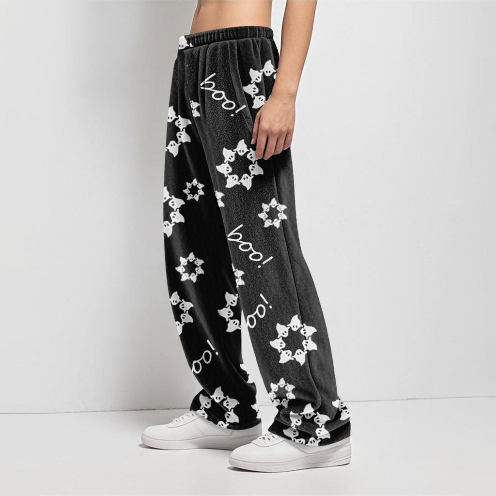 Anime Pajama Pants Sleepwear Casual Drawstring Elastic Waist Pants Comfy Straight Yoga Loose Trousers
