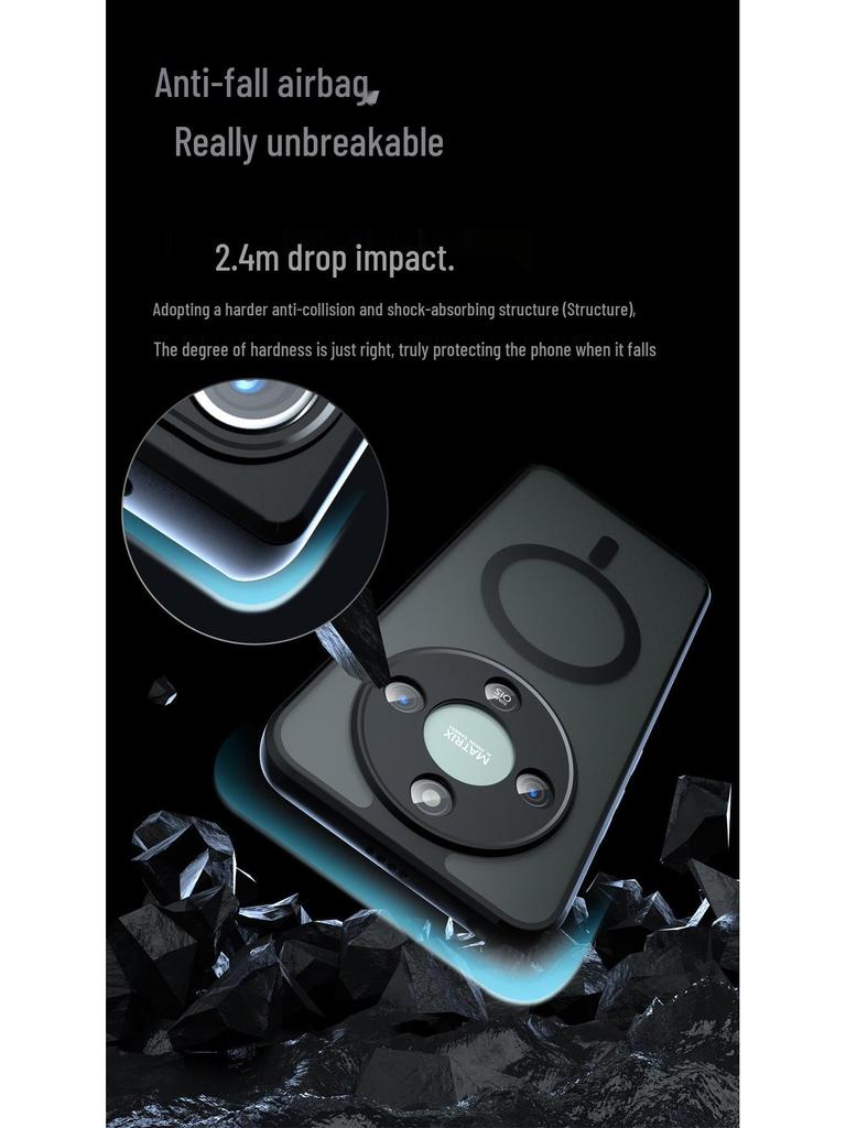 Honor X70/X9d Airbag Anti-Fall Mattes Magnetisches Handyhülle, Qi-kompatible Armor 400.