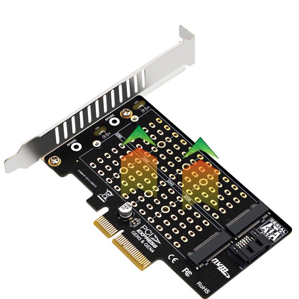 1 X M.2 NVMe NGFF SSD To PCIE  X4 X8 X16 SATA Dual SSD PCI Express Adapter Card