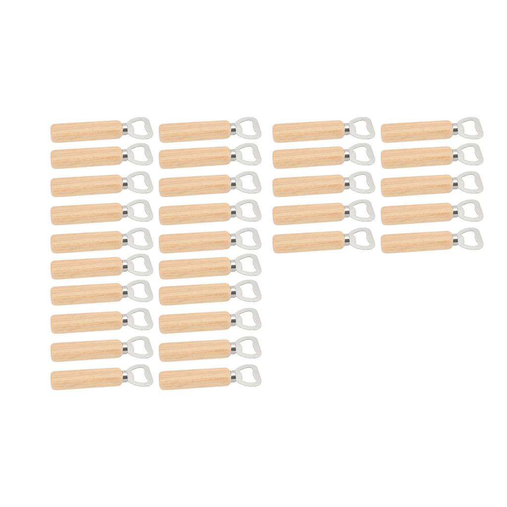 Beer Bottle Opener Portable Wooden Handle Stainless Steel Beer Opener for Kitchen Dining Room Party 30pcs