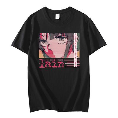 Fashion Serial ExperiUnisexts Lain T-Shirt Unisex T-Shirt Glitch Iwakura Unisexga Weeb Girl Sci Fi Anime Kurzarm Übergroße T-Shirts Tops
