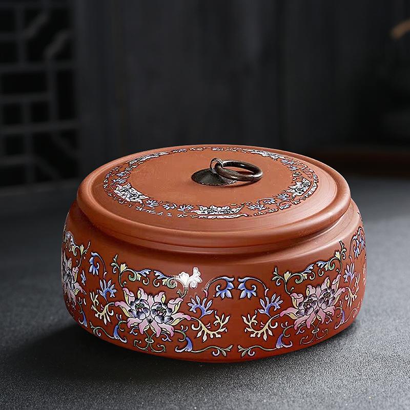Ceramic Storage Jar Large Size Sealed Tea Container Purple Clay Tea Tank   White Tea Cake Pu'er Storage Jar Household Organizer