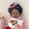 Lifelike 50cm Liam Reborn Doll Cloth Body Dark Black Skin Emulation Doll Handmade Rooted Curly Hair Newborn Babies Doll Child Birthday New Year Gifts.