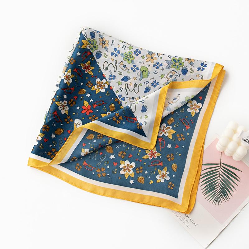 

Весенний шифоновый цветочный 70 маленький квадратный шарф женский высококлассный профессиональный шарф для ношения для поездок на работу имитация шелкового шарфа 70*70cm