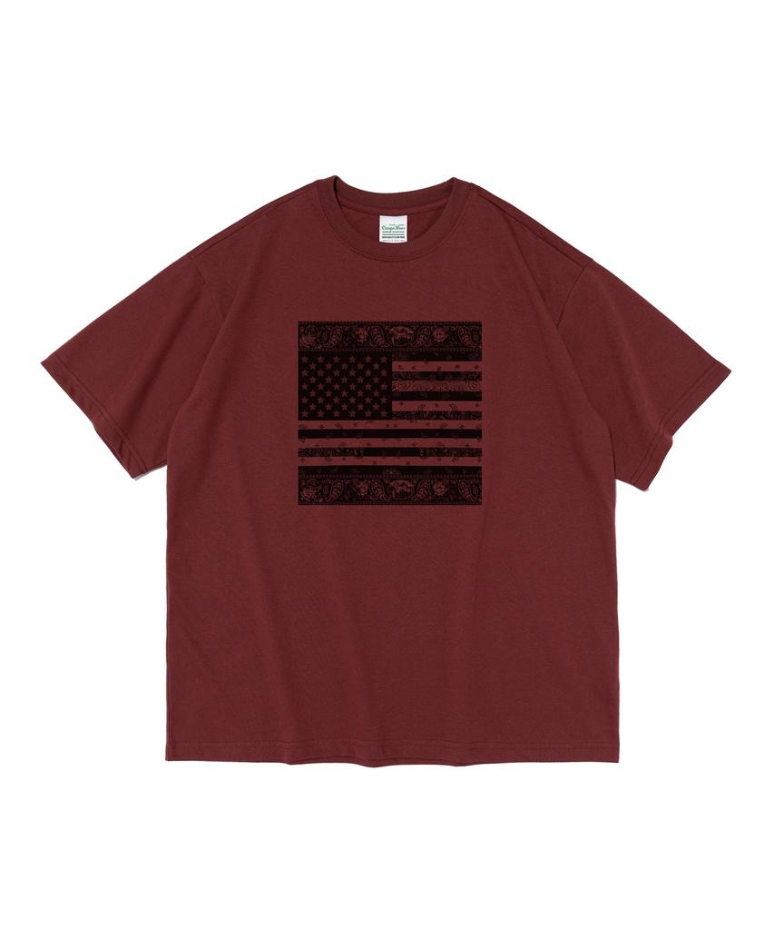 CARGOBROS (Big Size) American Paisley Street Short Sleeve T-Shirt (Wine)