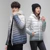 Light Down Jacket Men's Short Autumn and Winter Green Gradual Change Hooded Thin Light Cold Warm White Duck Down Jacket