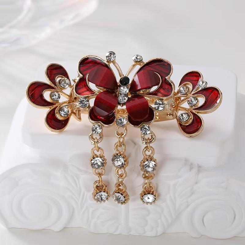 Fashion Crystal Butterfly Women's Hair Clip Colorful Rhinestone Elegant Kawaii Girl Tassels Hair Accessory Hair Clip Headband