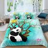 Kids Panda King Queen Duvet Cover Cute Animal Bedding Set For Boys Girls Cartoon Style 2/3pcs Quilt Cover Flower Comforter Cover