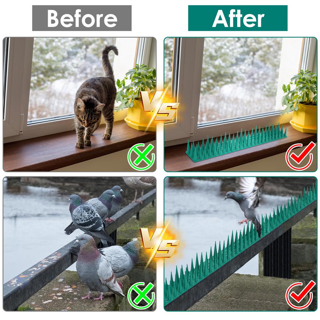 20 szt. Kolce na ptaki Plastikowe nakładki na ogrodzenie, aby powstrzymać gołębie lub zwierzęta, Odstraszacz lisów i wiewiórek Ogrodzenie anty-wspinaczkowe na ścianę ogrodu