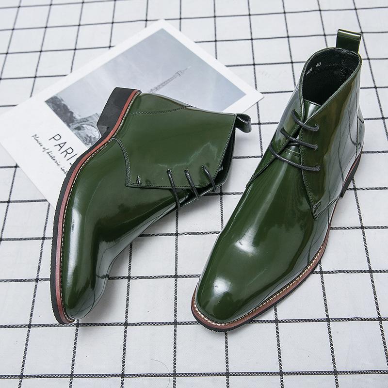 New Autumn Hairstylist High Top Pointed Casual Leather Shoes British Boots Shoes Leather Boots