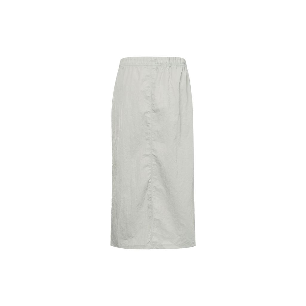 Nike Solid Color Logo Print Side Split Woven High Waist Midi Casual Skirt Women Skirts Gray DM6250-012