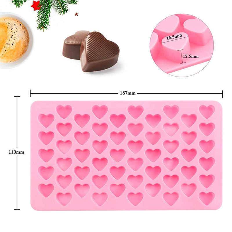 

Silicone Mini Heart 55-Cavity Molds for Baking, Heart Shape Ice Cube Candy Chocolate Mold, Valentine Candy Molds