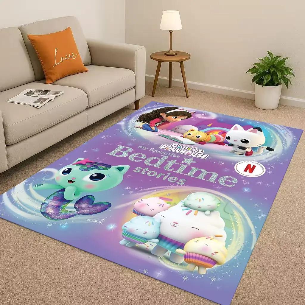 HD Cute Gabbys Dollhouse Cartoon Girl Living Room Non-Slip Area Rug Soft Carpet for Bedroom Playroom and Sofa,Home Decor Doormat