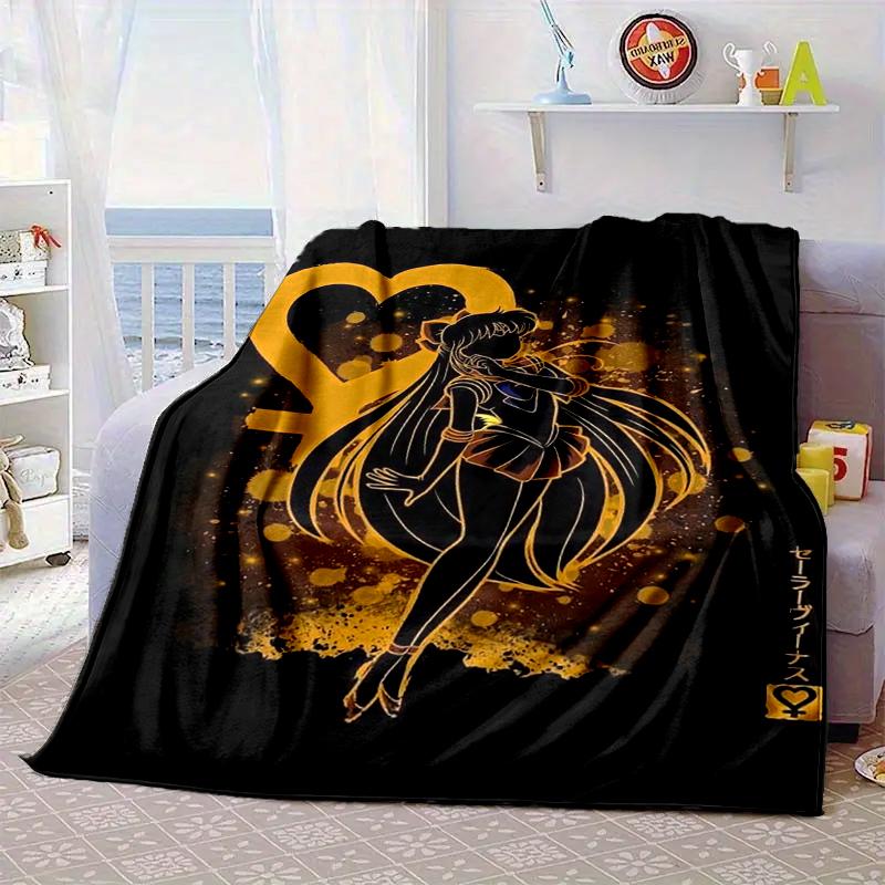 Moonlit Guardian Blanket Flannel Blanket for Bed, Sofa, Camping, Hiking, Picnic Essentials, Gift for Family Fan Gifts