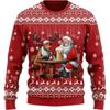 Christmas Theme Fun Santa Claus Beer 3D Print Long Sleeves Pullovers Autumn Winter Comfortable Base Outerwear Versatile Pullovers