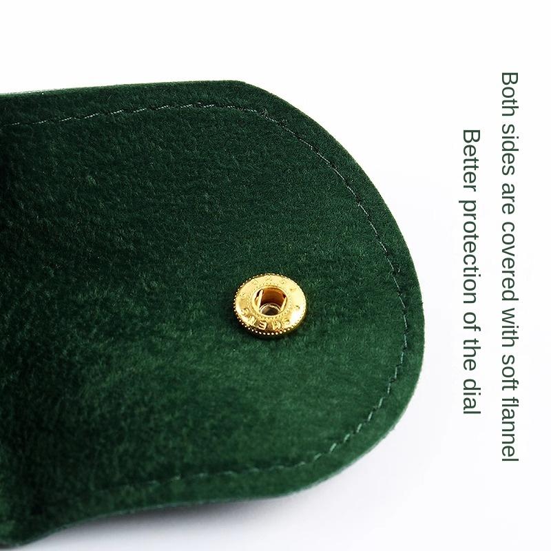 3 colors Portable Watch Bag Gift Shock-proof Press Button Short Velvet Snap Watch Packing Pouch green single storage box