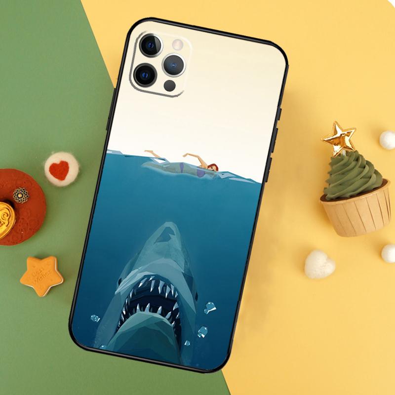 Cartoon Shark Phone Case For iPhone 14 16 15 12 11 13 Pro Max X XR XS Max 7 8 Plus 12 13 Mini Cover Coque
