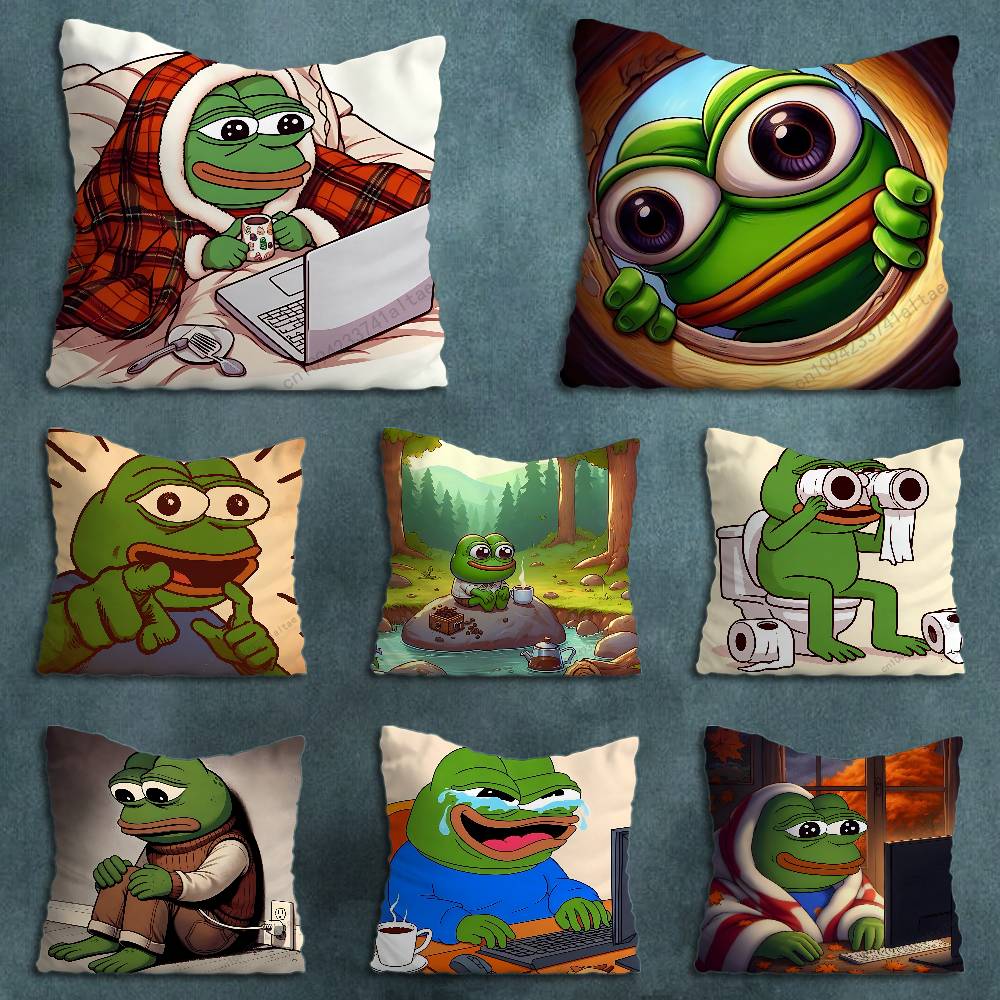 Funny Art PPepe The Frog Throw Pillow Case Living Room Sofa Cushion Cover For Home Bedroom Decoration Protector