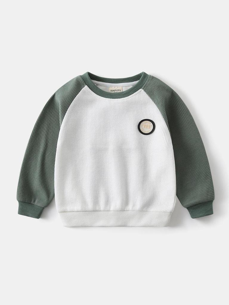 Boys' Raglan Sleeve Sweatshirt - 2026 Fashionable Kids' Round Neck Sports Top
