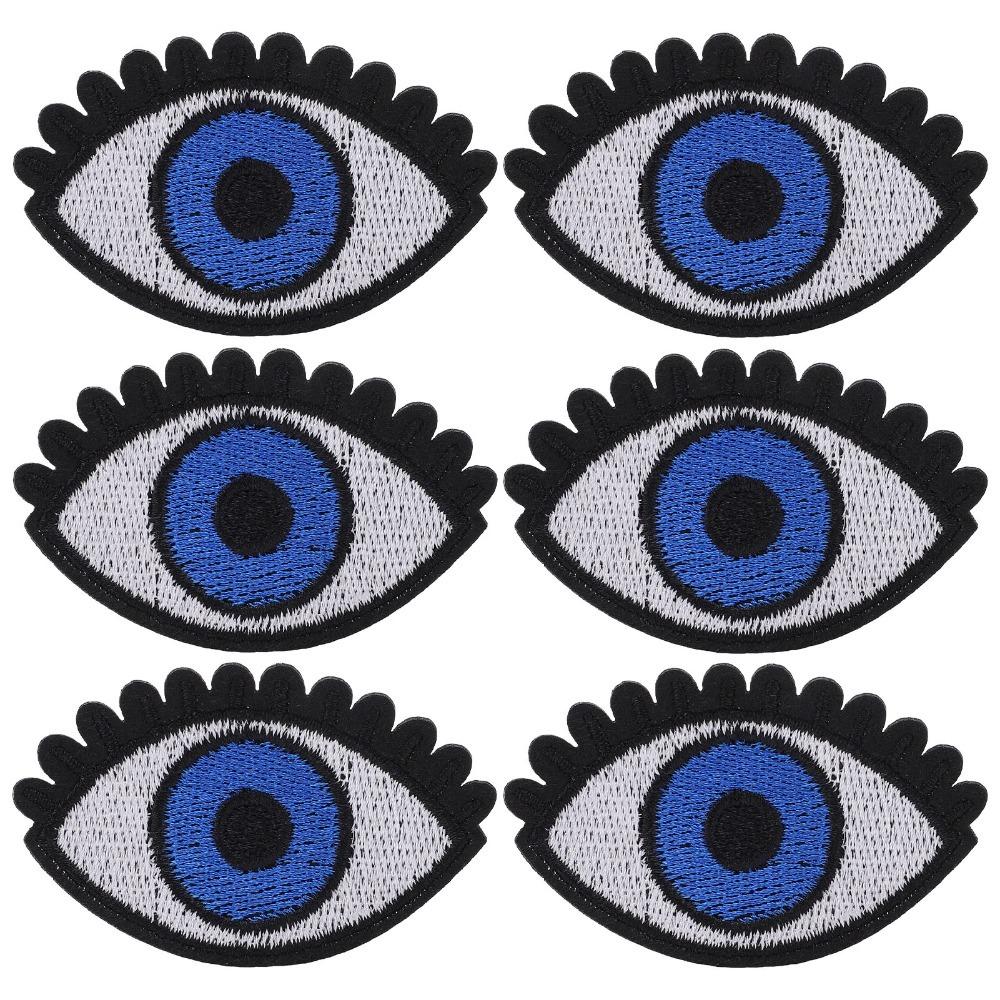 

6pcs Embroidered Iron On Patches Blue Eye Pattern Applique Patch Embroidered Patches Hats