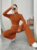 2025 Women's Solid Color Ribbed Knit Set: Long Sleeve Top and Base Shirt