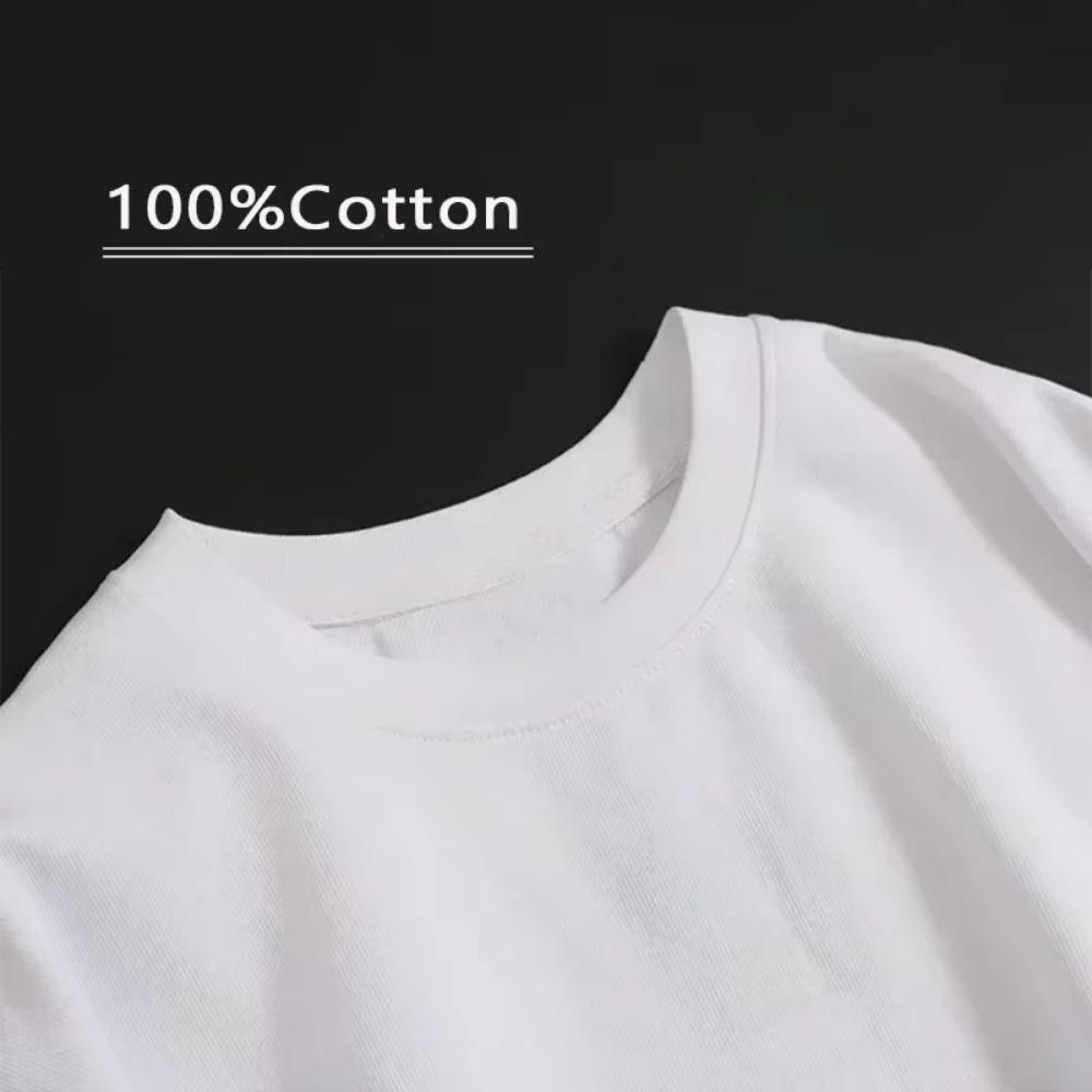 2024 Summer New Men's 100% Cotton Little Bear Print High Quality Casual Retro Homestay Gym Fashion Round Neck Top S-4XL