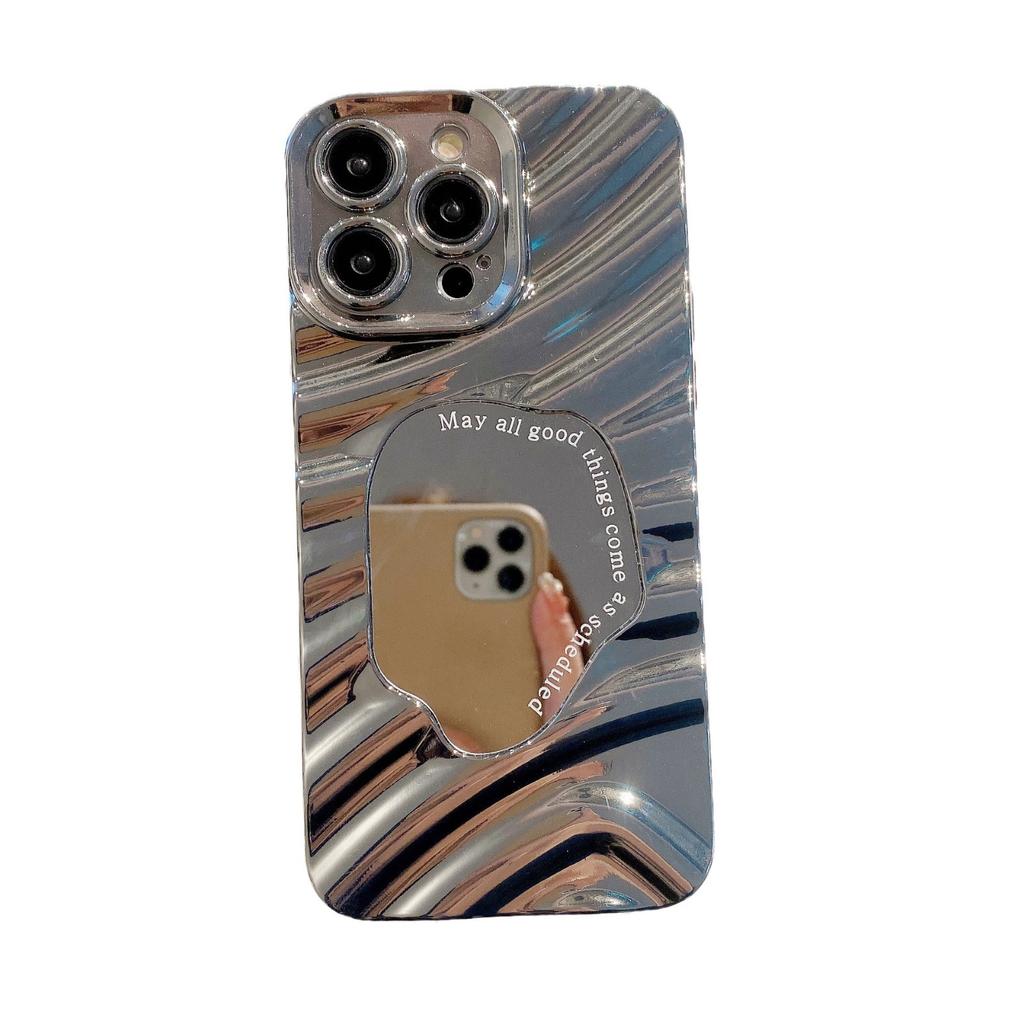 Electroplating Mirror Suitable for IPhone 15 Mobile Phone Case Advanced Wave Mirror Apple 16 14 Anti Fall Soft Shell Protection