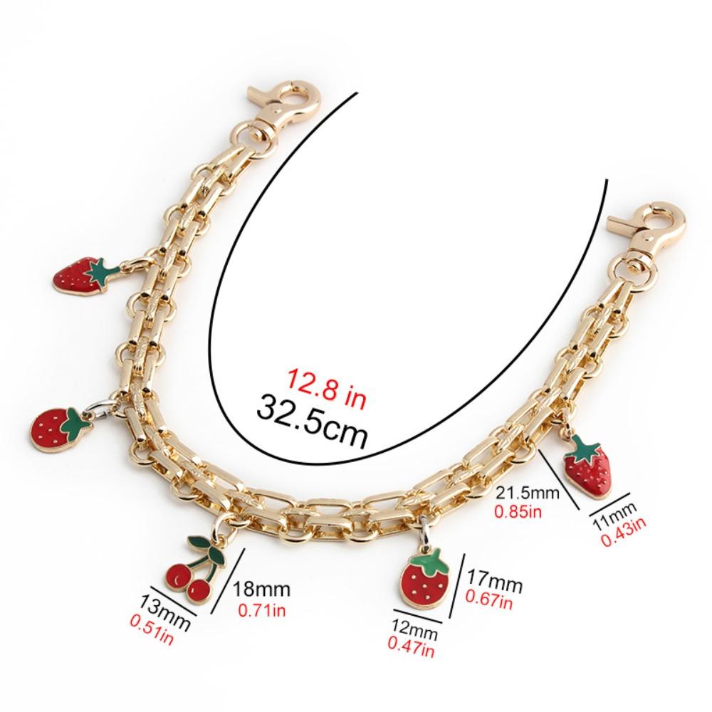 1Pc New Women's Sweet Bag Chain Replacement Strawberry Handbag Straps Portable Metal Extension Chain Pendant Decoration