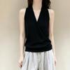 Korean Style Brown Sleeveless Backless Halter Vest - Slimming Solid Chic Women's Top for Summer 2026