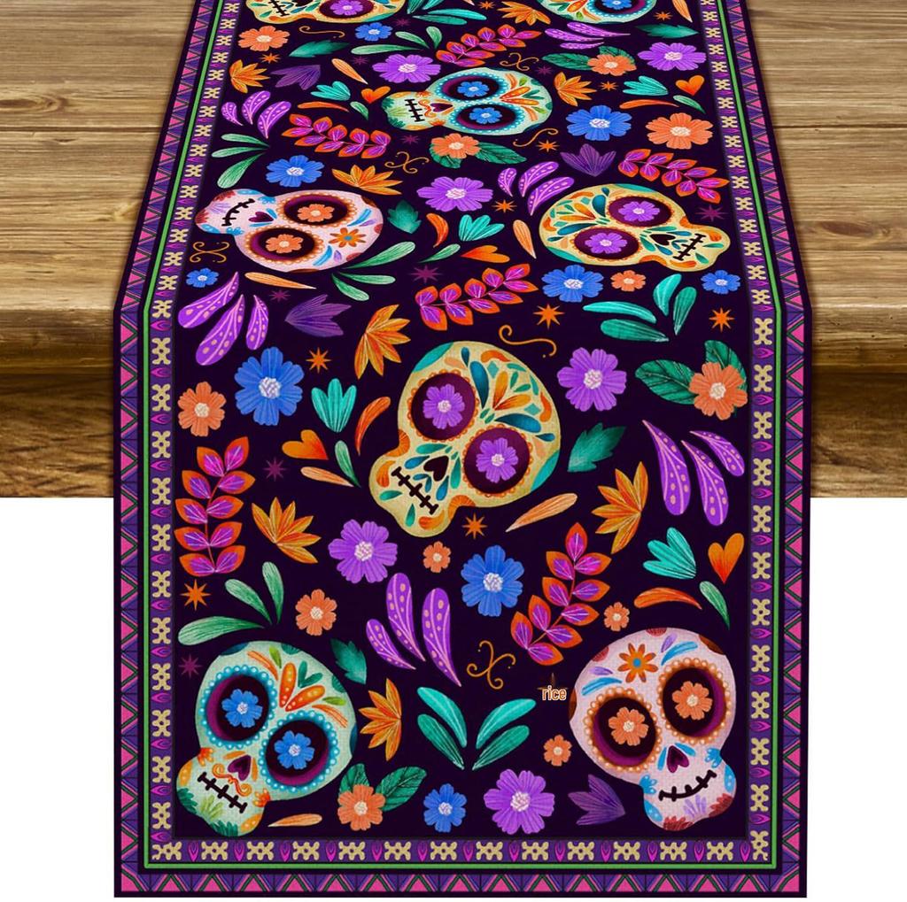 Cross-Border Christmas Linen-Textured Table Runner - Long Rectangular Holiday Dining Decoration