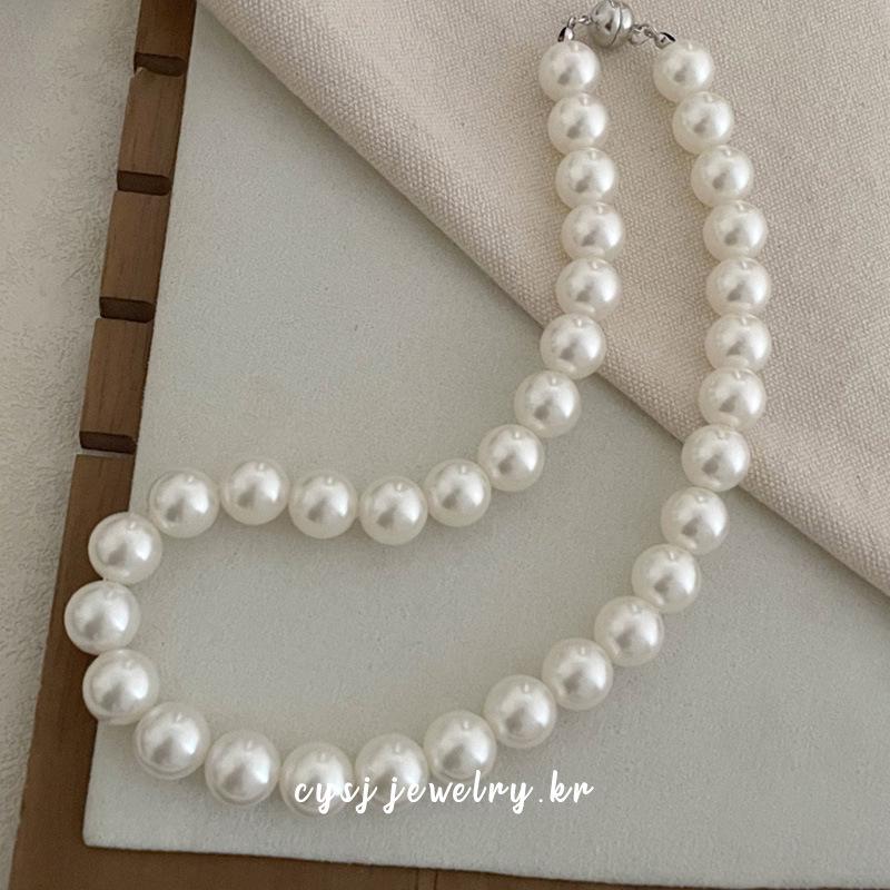 Cui Yan S925 Sterling Silver Korean Style Pearl Magnetic Clasp Necklace for Women - Elegant Versatile Clavicle Chain