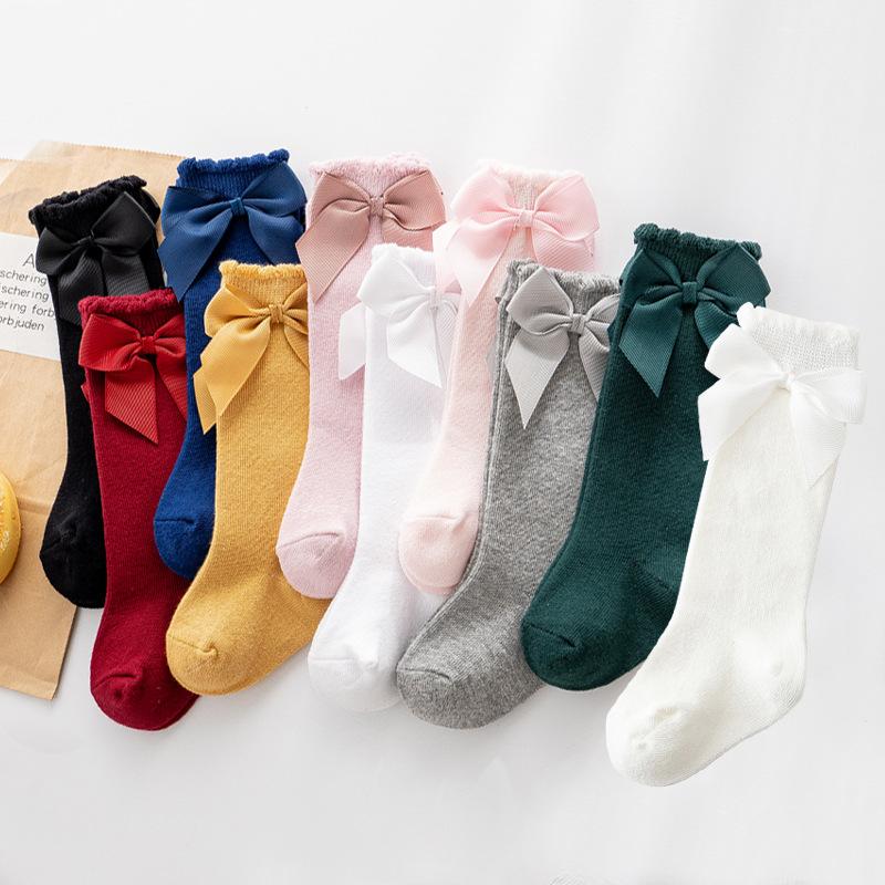 Spring and Autumn 0-5 Years Baby Socks Baby Knee Big Bowknot Loose Mouth Princess Socks
