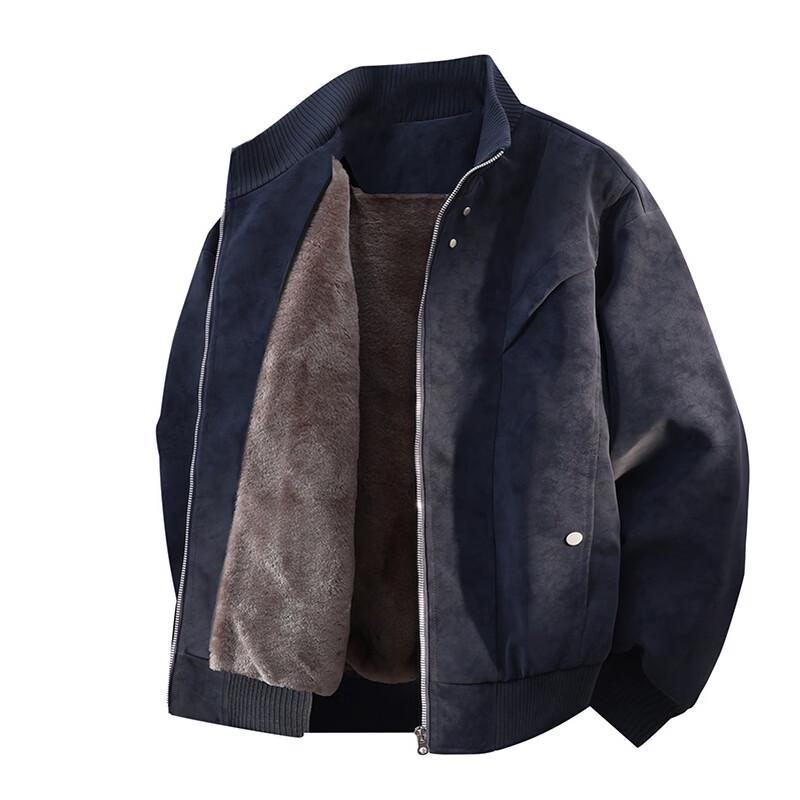 Yalu Men's Fleece-Lined Stand-Collar Casual Workwear Jacket