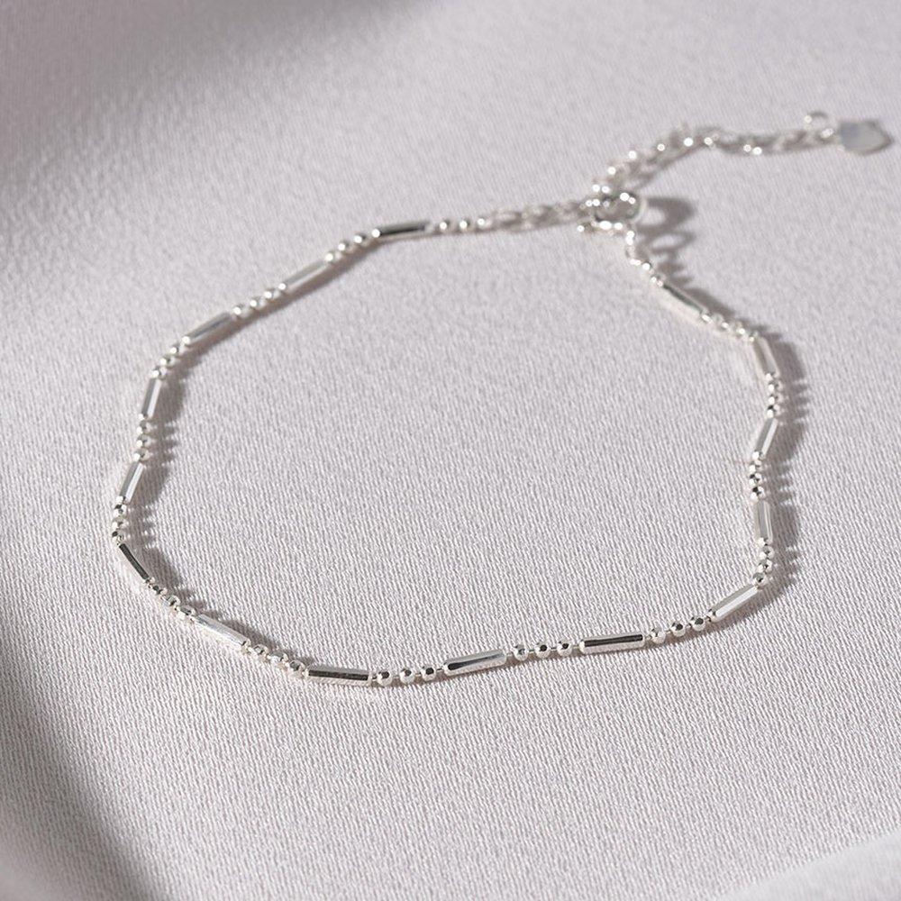 Mimi.J Jewelry 925 Silver Rev Cut Chain Single-Line Anklet
