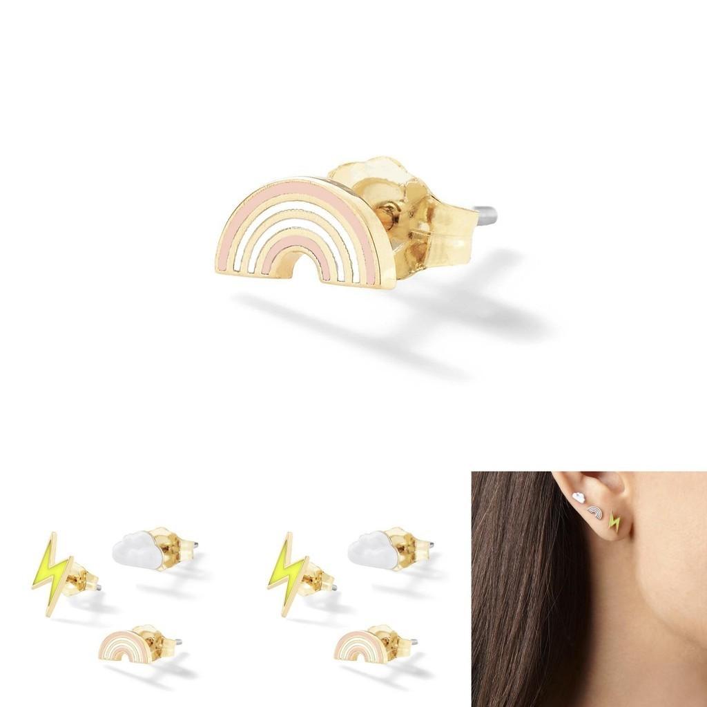 Mini Unique Rainbow Lightning Cloud Earrings Set For Women Alloy Trendy Jewelry