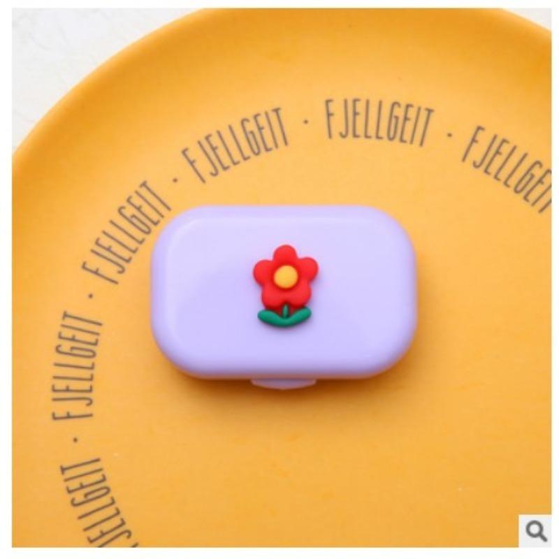 1pc Ins Letter Print Contact Lens Case Contact Lens Companion Box Beauty Eye Box Portable Contact Lens Box with Mirror Tweezers