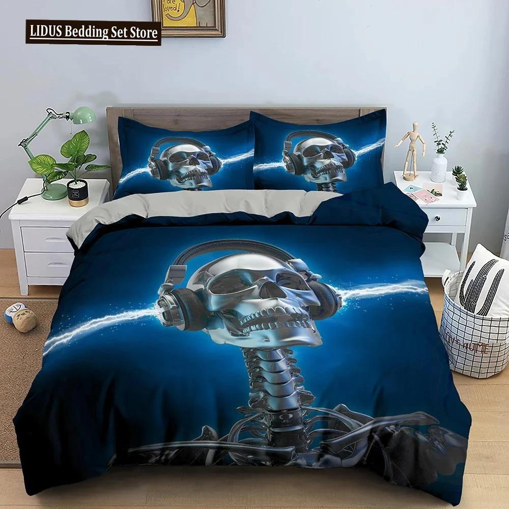 3D Skeleton Bedding Set Skull Duvet Cover 23Pcs Quilt Cover With Pillowcase Queen King Size Soft Microfiber Fabric Bedclothes