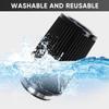 3 3.5 4 Inch Cold Air Intake Filter 76Mm 89Mm 101Mm High Performance Washable 3 Sizes In 1 Clamp-On Replacement Cone Air Filter Black