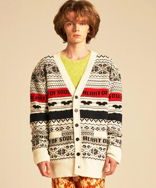 Shiho London Heart Soul Jacquard Cardigan (Ivory)
