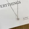 Exquisite Simple Shiny Zircon Pendant Necklace for Women Temperament Silver Color Stainless Steel Crystal Chokers Jewelry Gift