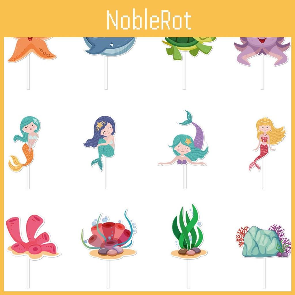 Theme Ocean Cake Flags Mermaid Starfish Turtle Decor For Celebration Supplies