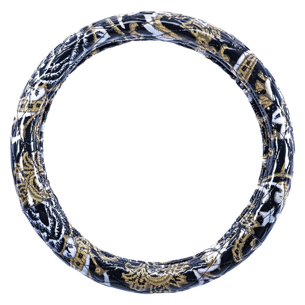 Miyabi Truck Steering Wheel Kinkazan Single Diamond Monroe 2L Cover, Quilted, Black, (46-46.5cm)