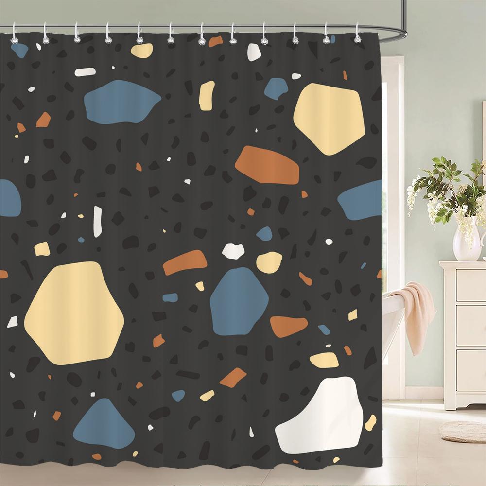 Modern Nordic Mosaic Pattern Shower Curtains Bathroom Polyester Bath Curtains Printing Shower Curtain Decor With Hooks Curtain