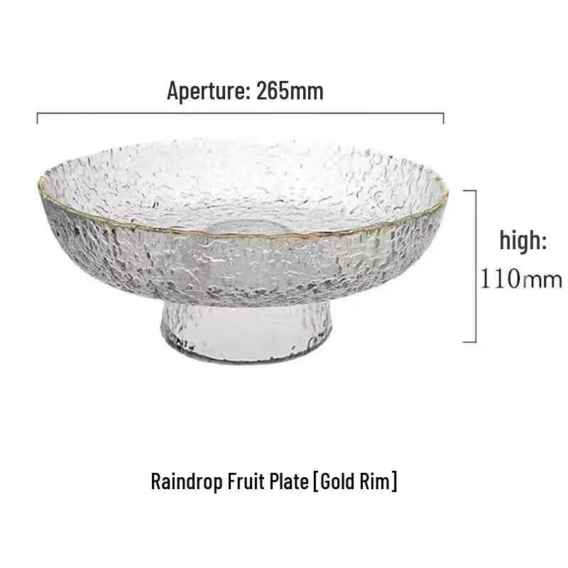 Youde Japanese Hammered Glass Serving Bowls, Gold Rim, Set of 3