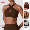 Reggiseno Sportivo da Donna con Scollo all'Americana e Incrocio Frontale, Crop Top Cutout per Allenamento e Yoga con Imbottitura sul Petto