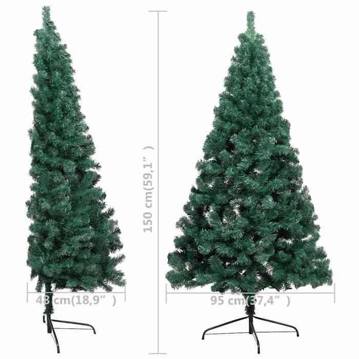 VidaXL Demi-arbre de Noël artificiel avec LED et boules Vert 150 cm 3077650